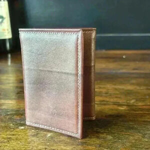 Vintage Di Lido Brownwood Cowhide Leather Tri-Fold Wallet with beautiful details